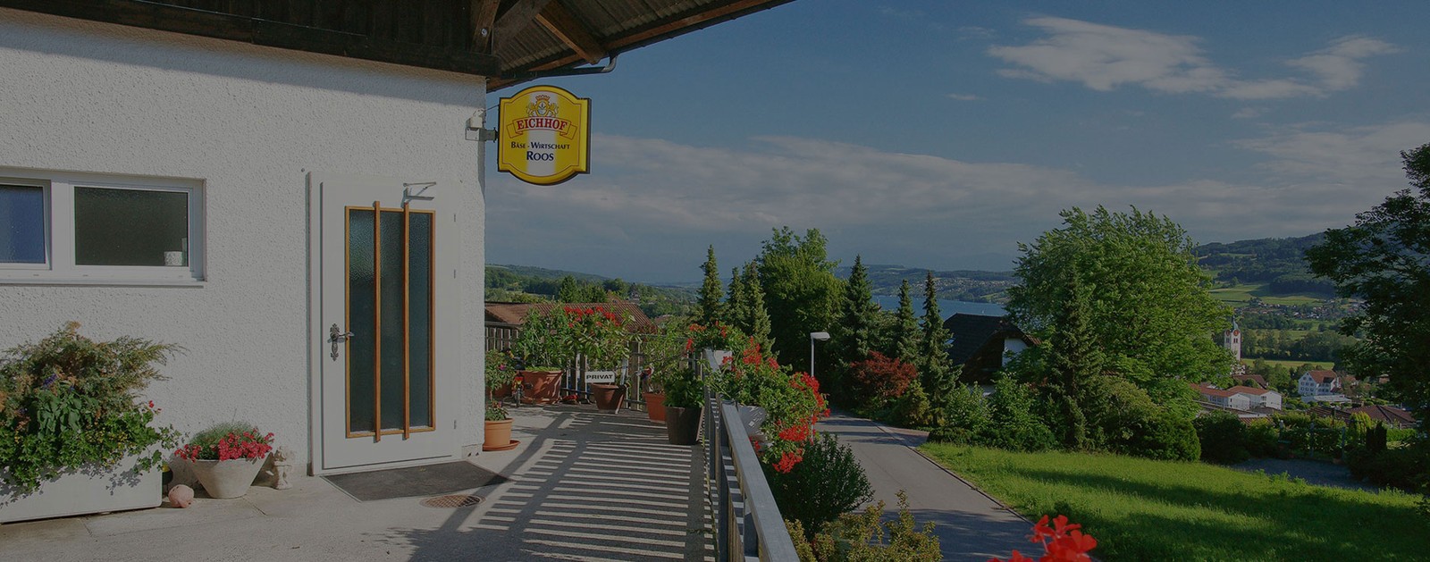 Bäsewirtschaft Roos in Seengen mit Blick Richtung Hallwilersee
